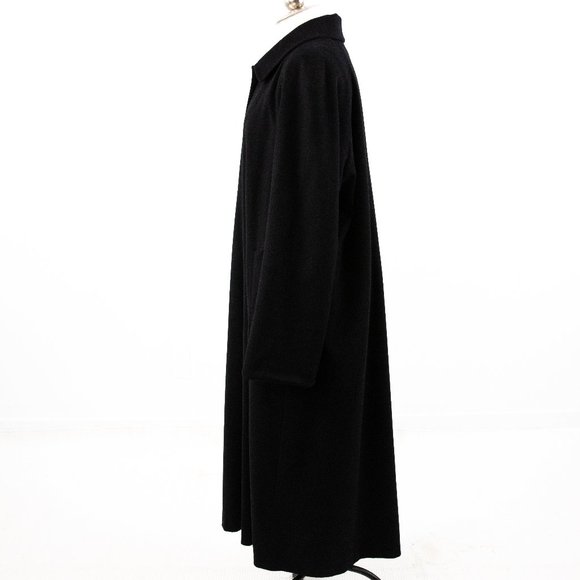 Vintage 80s 90s 12 Cashmere Wool Long Overcoat Black - Picture 3 of 11